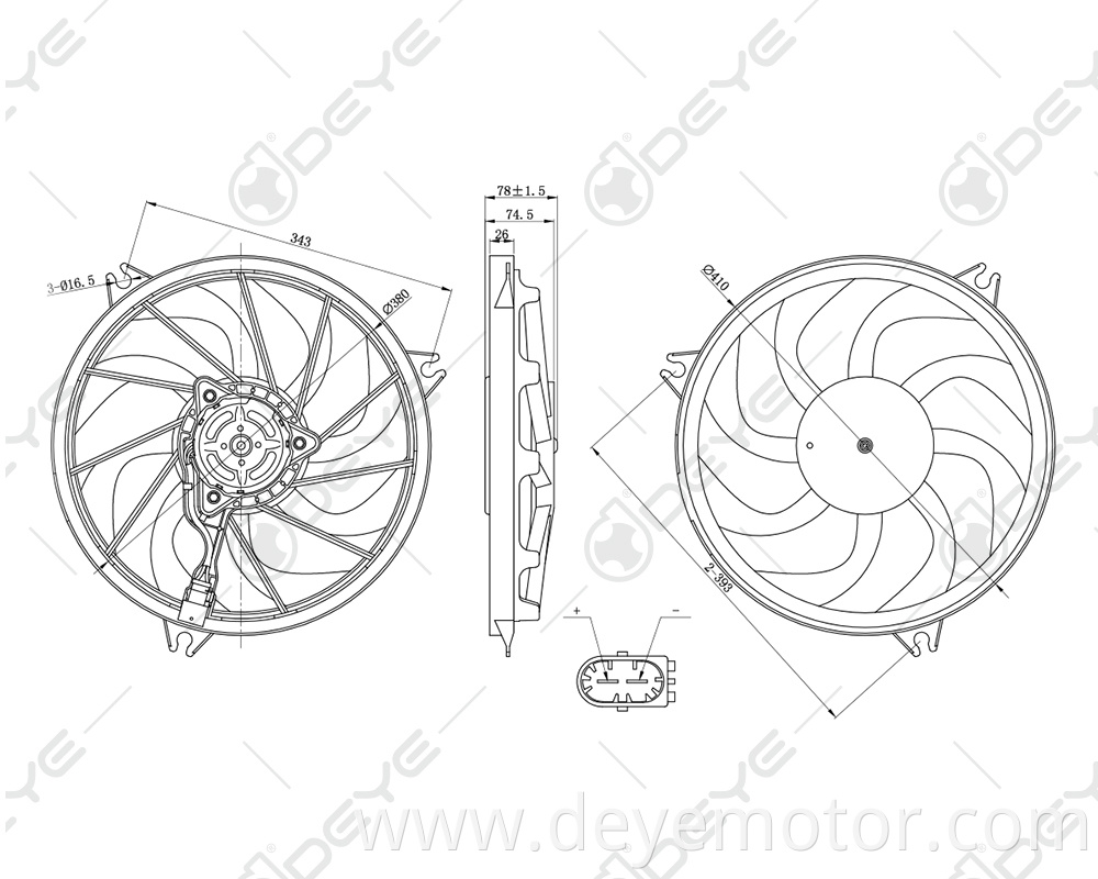 1253.91electric radiator cooling fan motor for PEUGEOT 206 CITROEN